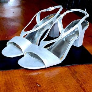 Nina Silver Rhinestone Block Heels